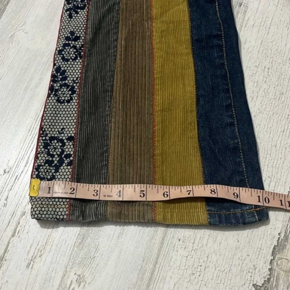 Vintage Y2K Denim and Corduroy Striped Jeans.